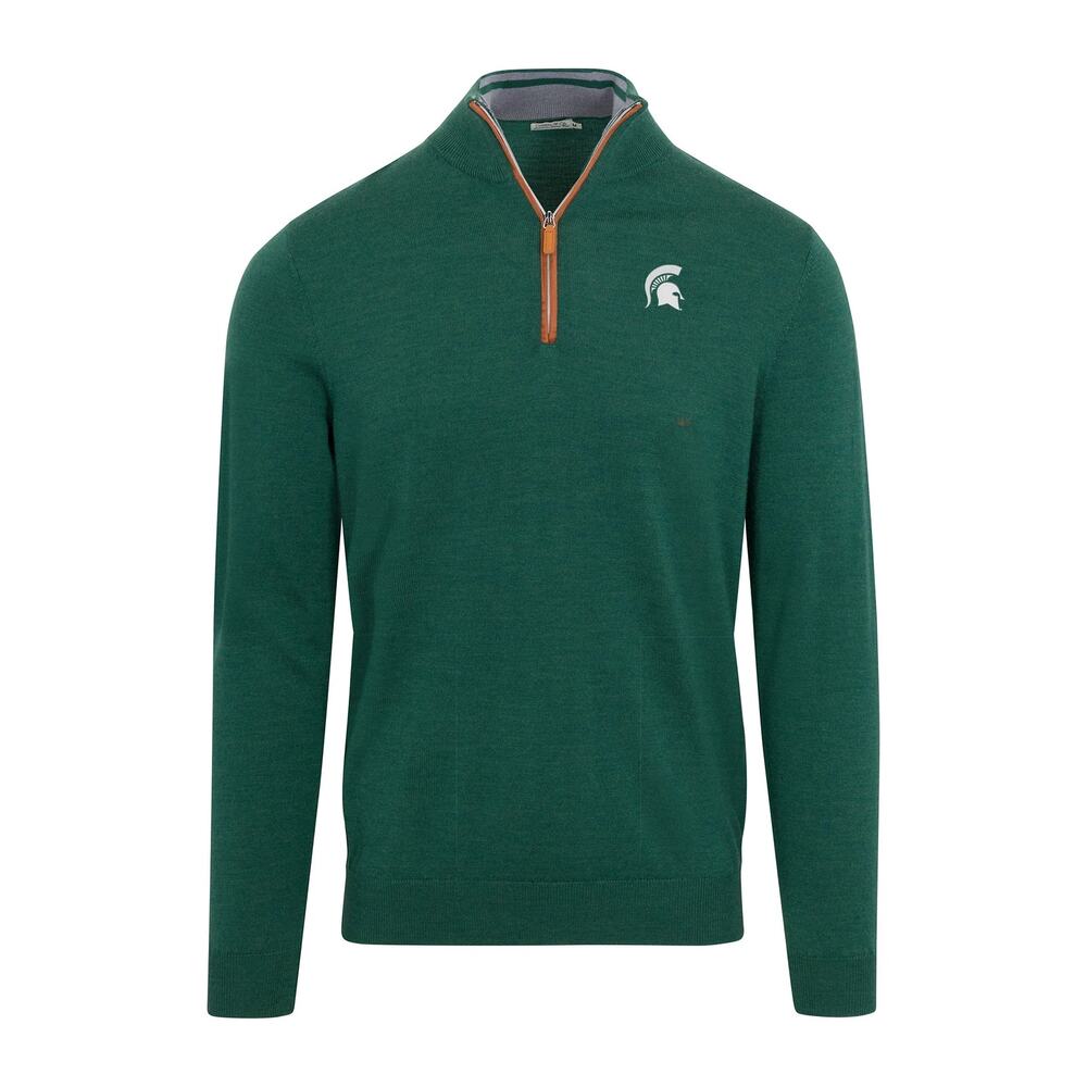 NEW Collars & Co Michigan State Cashmere Australian Merino 1/4 Zip Sweater XL